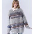 thumbnail image 1 of Suéteres de mujer a rayas con ambiente retro, acogedores, elegantes, de estilo japonés, tejidos de otoño, sencillos, con paneles, temperamento elegante y chic., 1 of 6