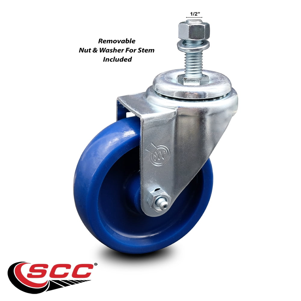 4 Inch Solid Polyurethane Wheel Swivel ½ Inch Threaded Stem Caster SCC