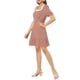 thumbnail image 4 of Vestido casual de mujer con estampado de puntos, cuello cuadrado y dobladillo con volantes, por encima de la rodilla, color rosa, 4 of 6