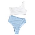 thumbnail image 1 of ENJOYW 2 Pcs/Set Bikini Set One Shoulder Solid Color Padded Bodycon Summer Swimsuit Set for HolidayPolyester, 1 of 7