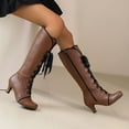 thumbnail image 6 of Guttear Women Vintage Victorian Boots 70s Lace up Ankle Boots Mid Heel Witch Granny Booties Shoes Cone Heel Zipper Almond Toe, 6 of 9