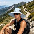 thumbnail image 6 of Wide Brim Sun Hat for Men & Women, UPF 50+ UV Protection, Breathable Mesh Windproof Chin Strap Foldable Outdoor Hat, Fishing Hiking Hat for Camping Mountain Travel Gray Free Size, 6 of 6