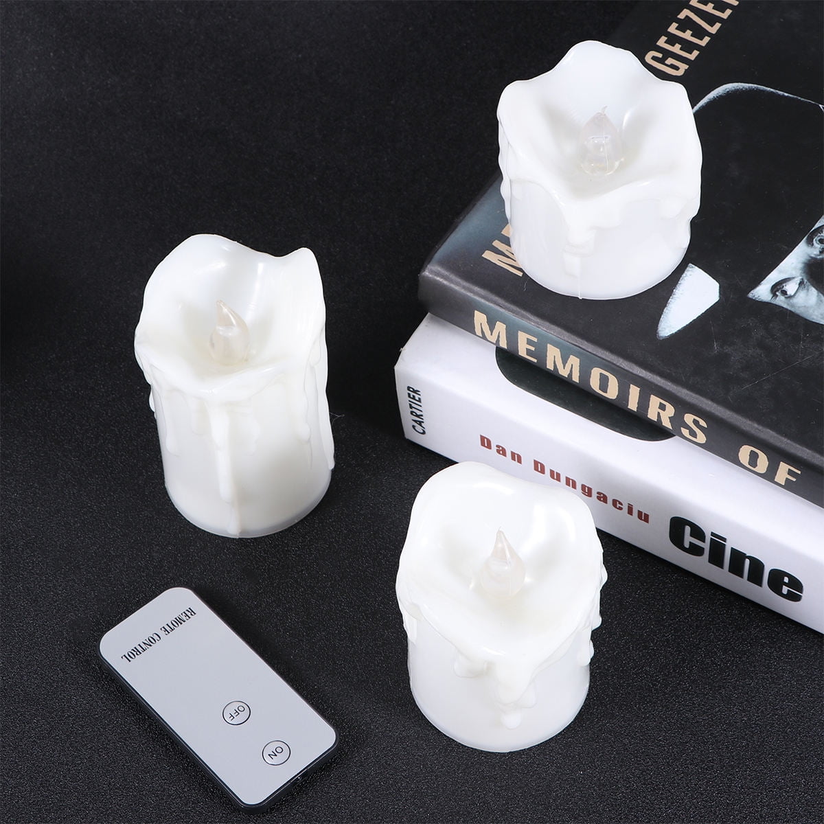 HEALEEP 3Pcs Rechargeable Flameless Candles Flickering Moving for Decoration Light in Various Occasions
