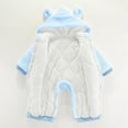 thumbnail image 4 of Caqnni Fashion Unisex Baby Clothes Boys Girls Plush Cute Bear Ears Winter Thick Warm Jumpsuit Romper Hooded Romper Jumpsuit Outfits (6-9 Months,Blue), 4 of 6