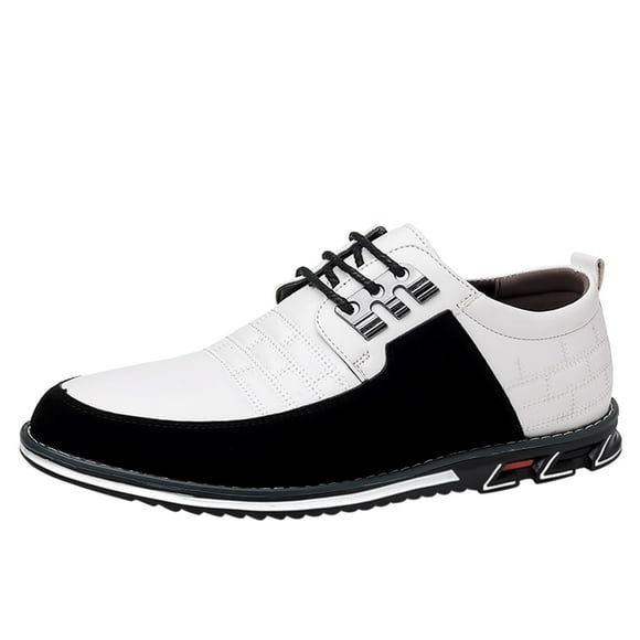 nsendm Men Shoes Adult Male Van's Slip on Mens Shoes Leather Fashion Style Men's Breathable Comfortable Business Leather Tennis Shoes for Men Casual White 11.5