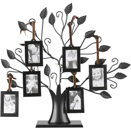 

WCX Family Tree Picture Frame Stand with 6PCS or 12PCS Hanging Photo Picture Frames Medium Metal Tree 6PCS or 12PCS Ornamental(Small Size-6 photo frames with 6.4 * 4.6cm)-0614
