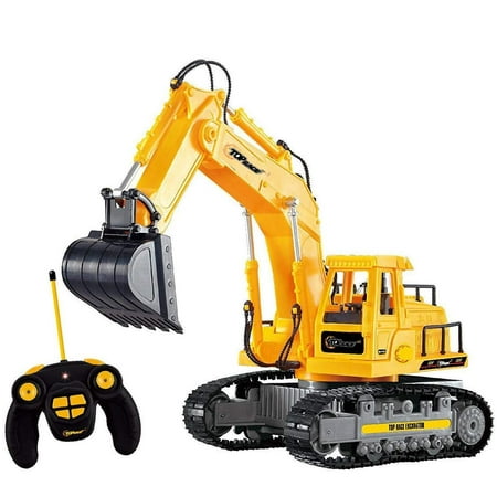 - Top Race 7 Channel Full Functional RC Excavator, Battery Powered Electric RC Remote Control Construction Tractor With Lights & Sound (TR-111)