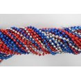thumbnail image 1 of 33 Pouces 7mm Ronde Perles Mardi Gras Rouge, Bleu et Argent Métallique - 6 Douzaines (72 Colliers), 1 of 3