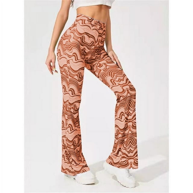 Pantalones acampanados casuales de yoga con ondas de agua para mujer nuevos de primavera y verano