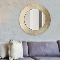 Tyler Dillon Round Wood Framed Textured Metal Wall Mirror - 36"D