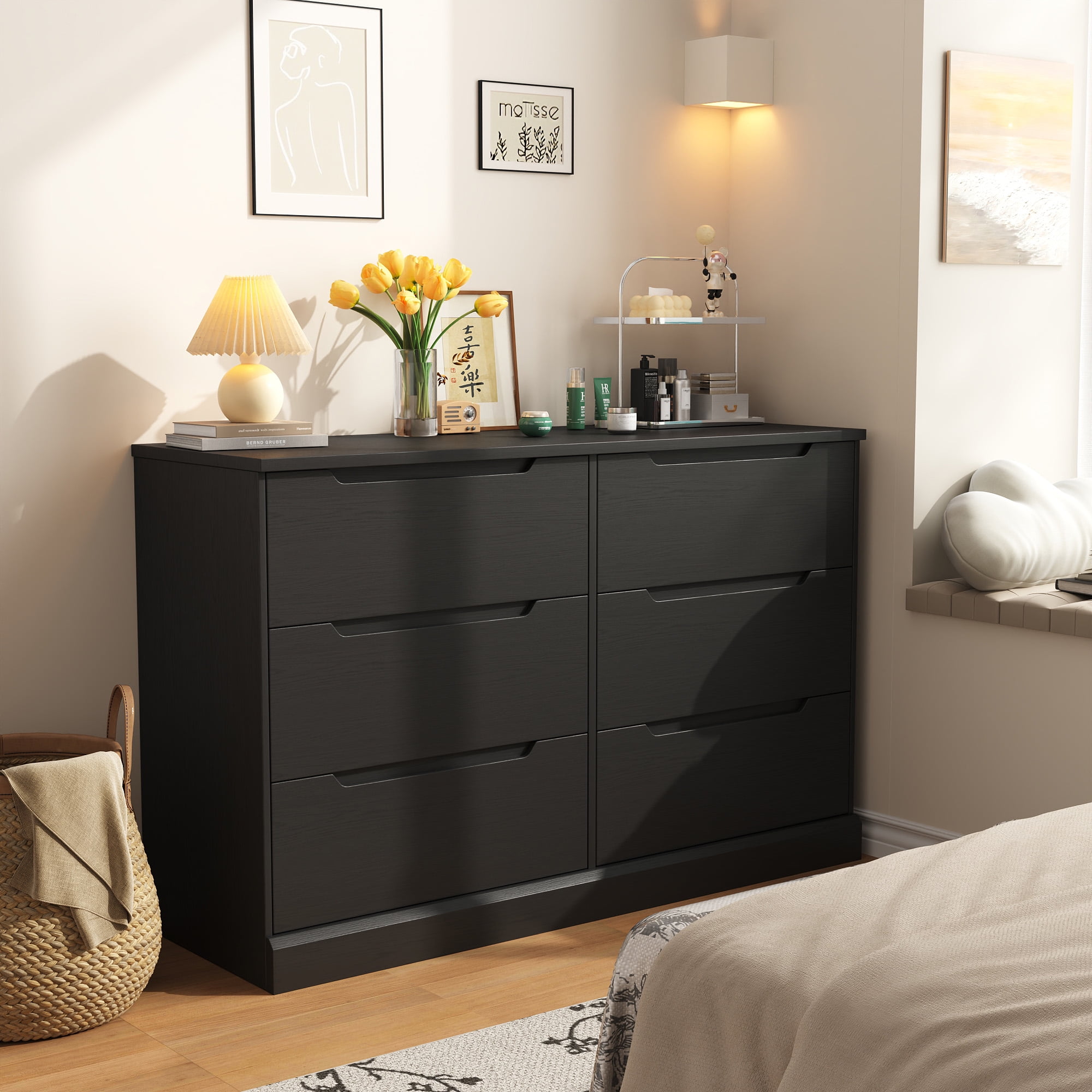 6 Drawer Chest of Drawers, Modern Storage Cabinet Dresser Organizer Unit, for Living Room, Closet, Entryway