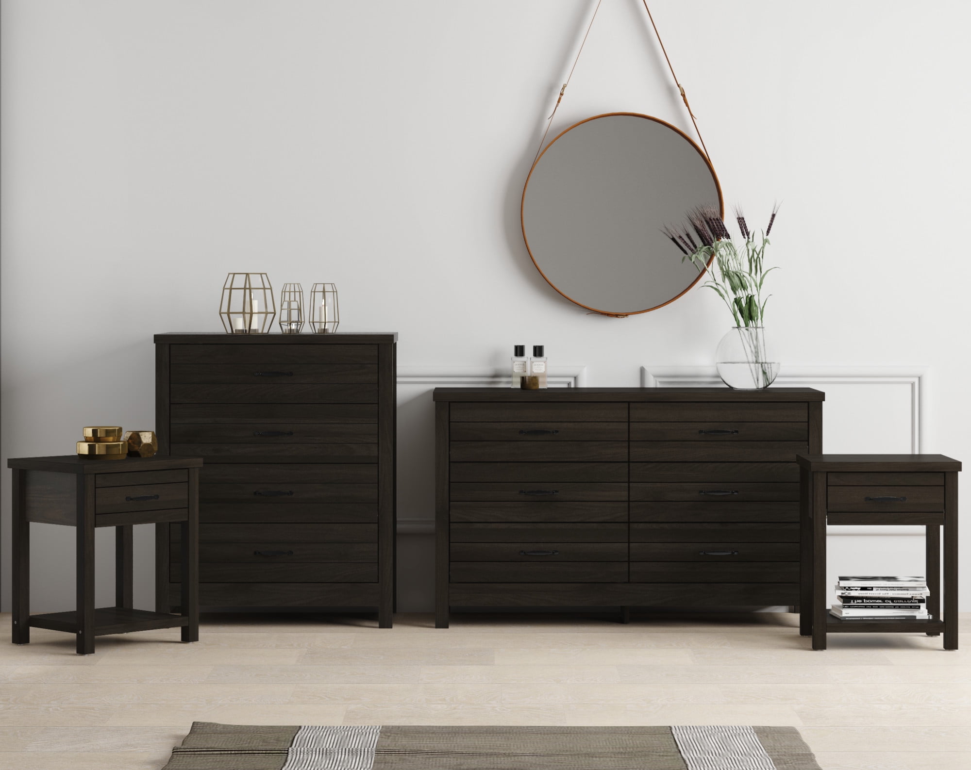 Lancaster Wood 4 Drawer Dresser, Espresso, by Hillsdale Living Essentials