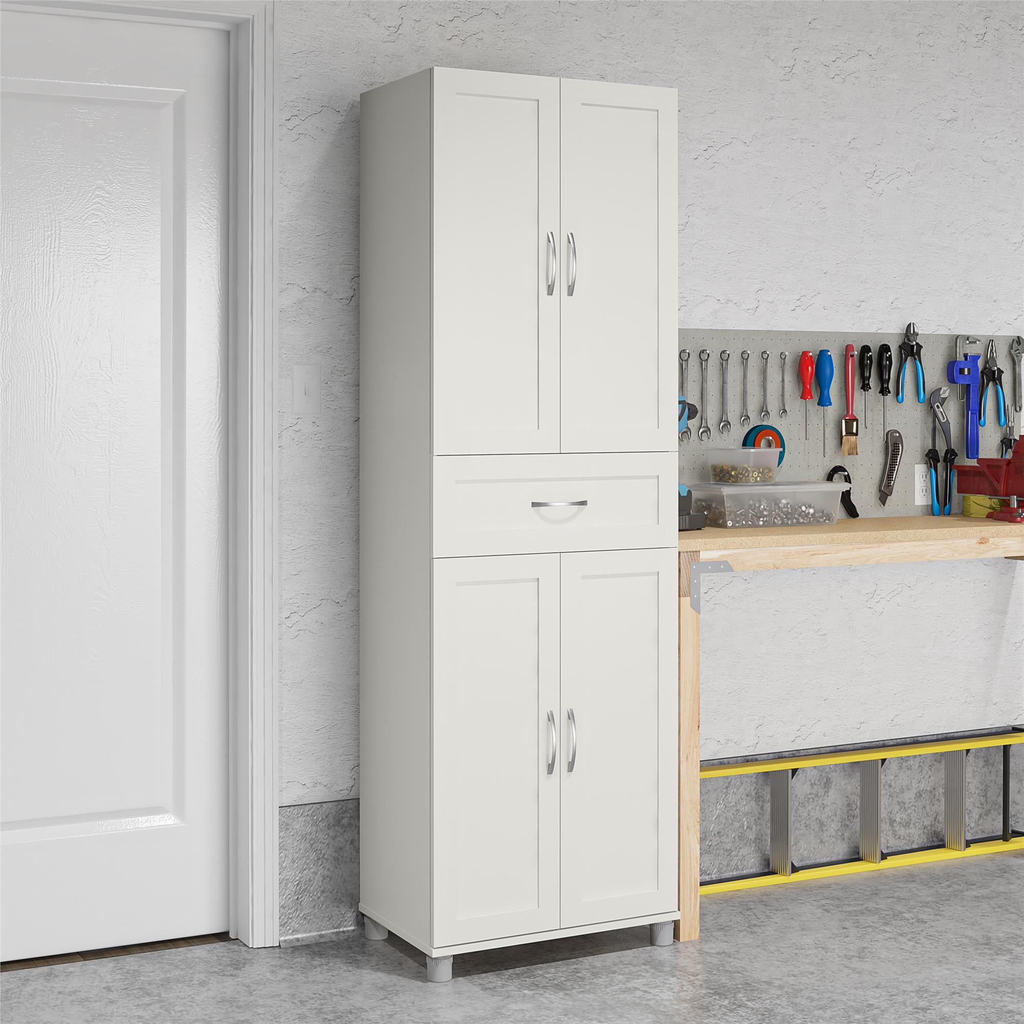 Systembuild Evolution Lory Framed Storage Cabinet with Drawer, White -  Walmart.com, image size:2000x2000