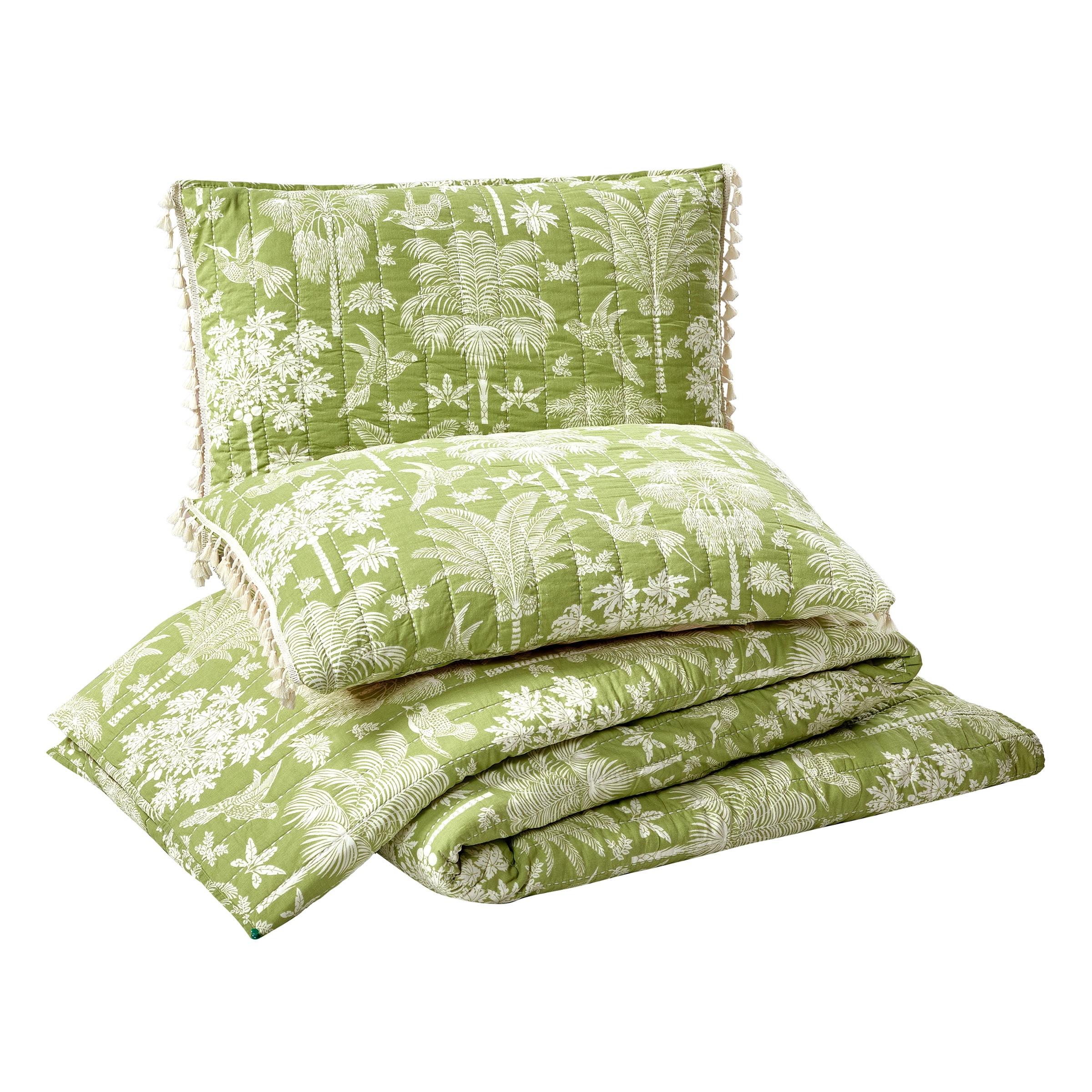 Spartina Queenie Palm Royale 3-Piece Quilt Set, Green, King