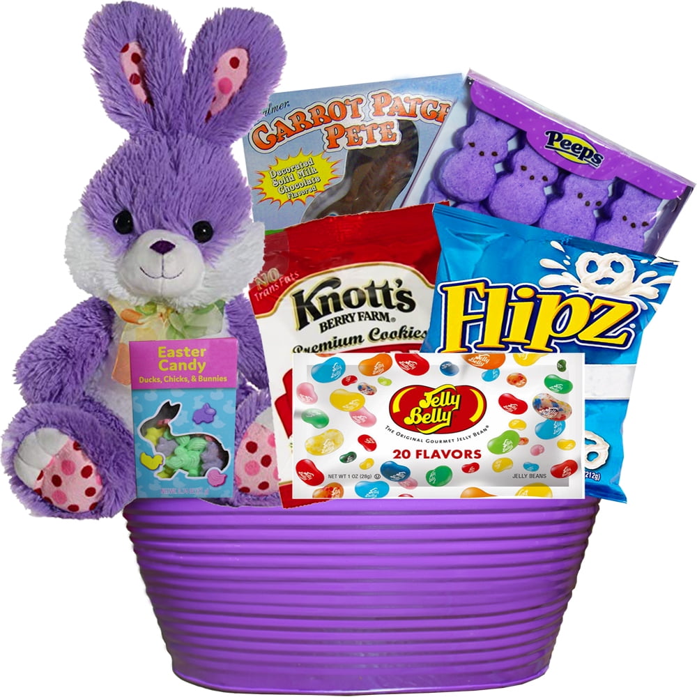Bunny Treats Chocolate and Candy Easter Gift Basket (Purple) Walmart