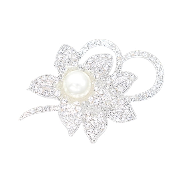 MasteelfCA 1 Pce Clips de Chaussures de Mariée Fleur Diamant Argentée Strass Perles Boucles de Fête pour Femmes Mariage