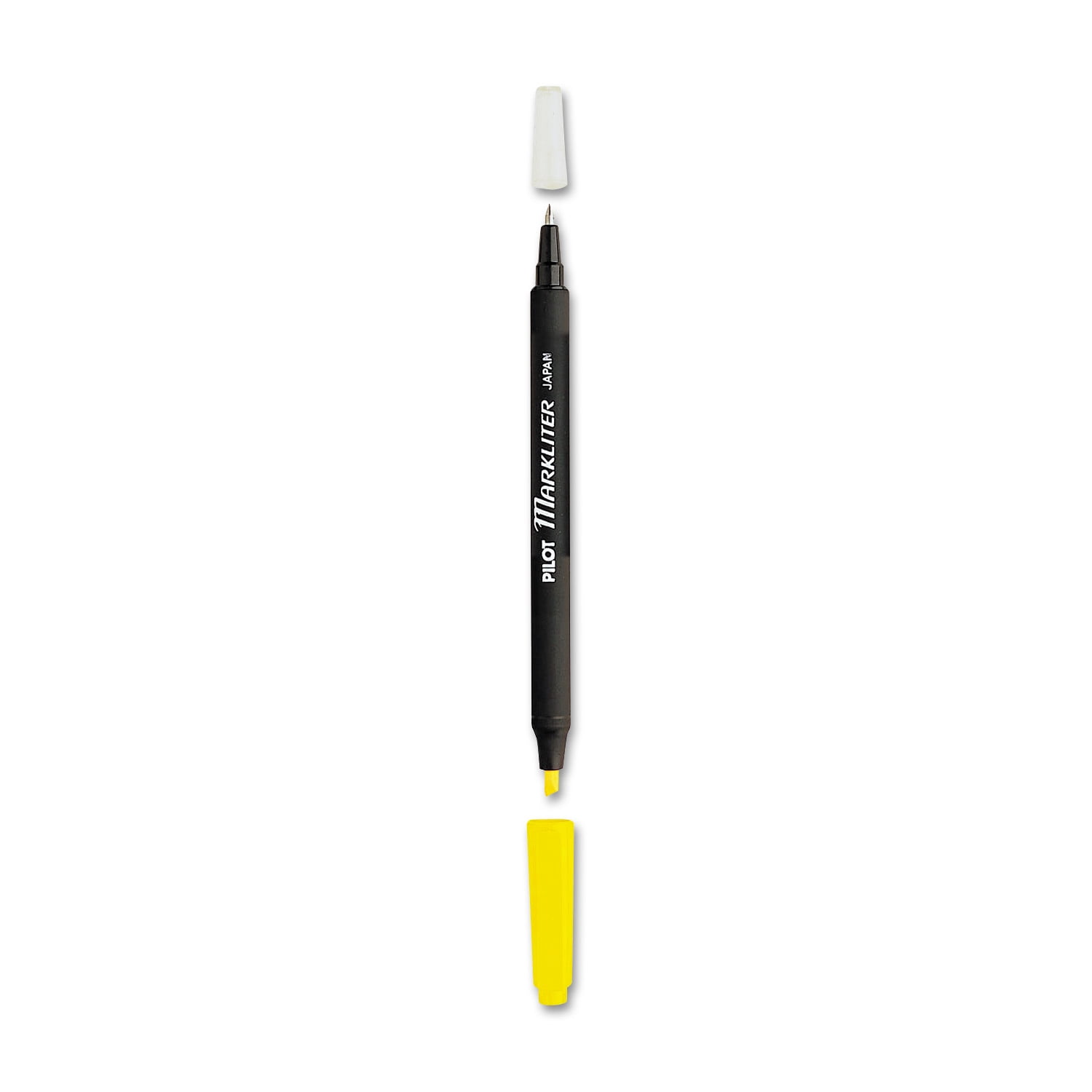 Pilot Markliter Black Ballpoint Pen &amp; Fluorescent Yellow Chisel-Tip Highlighter, Dozen