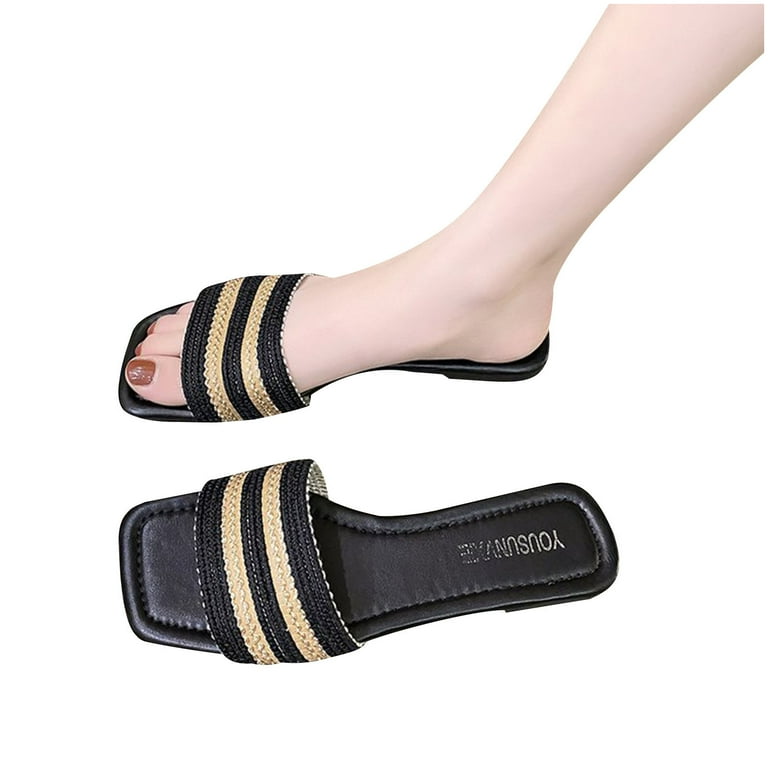 Women s Slide Sandals Flat Sandals Fashion Slides With Soft Slippers Clearance Sale Women s Flat Shoes Ladies Beach Sandals Summer Non Slip Causal