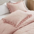 thumbnail image 6 of Pink/Blush Ruffle Bedding Set, Shabby Chic Farmhouse Queen Size Comforter for Women, Boho Fluffy Cozy Washed Microfiber Full Bed Sets, 3 Piece with Ruffled Pillow Shams, 6 of 14