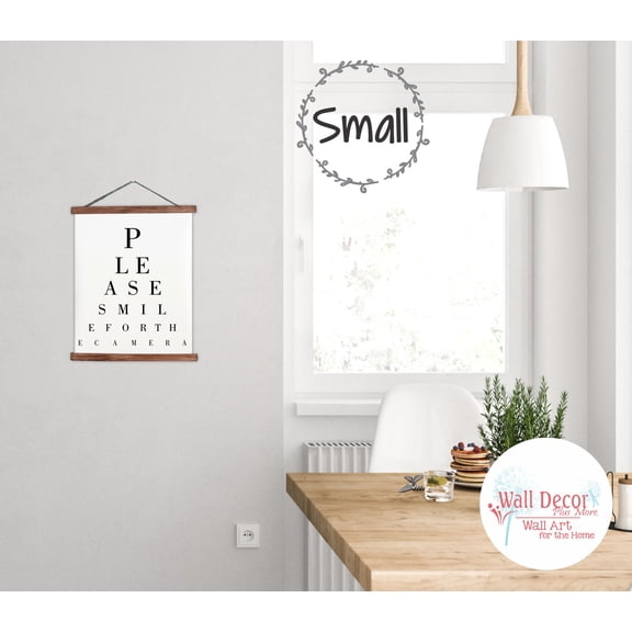 Wood, Canvas Sign, Smile For Camera Eye Chart Funny Décor Print, Lightweight Ready to Hang Wall Hanging, 12x14.5-Inch