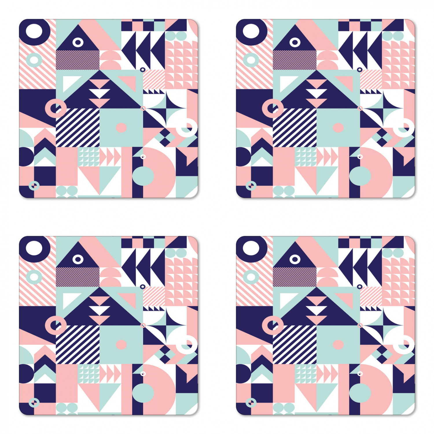 Geometric Pattern Coaster Geometric Coaster Set of 4, Contemporary Art Design Formed of Groovy ...