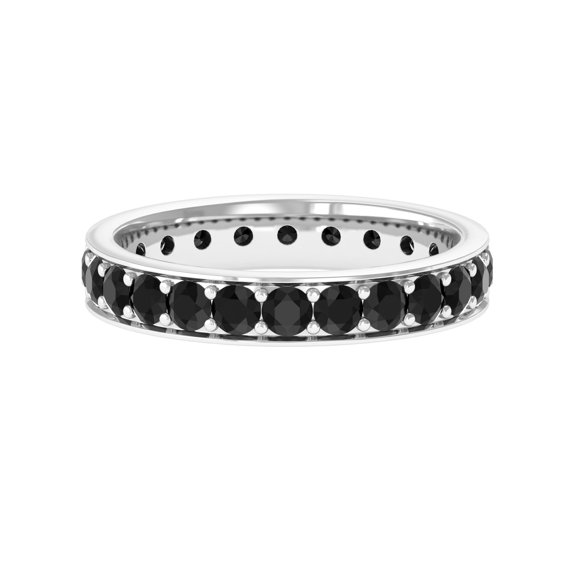 925 Sterling Silver Round 2 Ctw Black Spinel Gemstone Stackable Eternity Band Women Engagement Ring_8