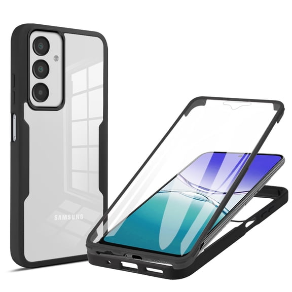 For Samsung Galaxy S26 Case with Built-In Screen Protector, Clear PC Back & Flexible Bumper Full Body Shockproof Anti-Scratch Clear Cover for Women Men, Black