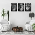 thumbnail image 6 of Black and White Animals Pictures Wall Art Decor for Bathroom Leopard Lion Wolf Head with Blue Eyes Paintings Canvas Prints Wildlife Artwork Framed Modern Home Office Decor 12"x16" 3 Panels, 6 of 6