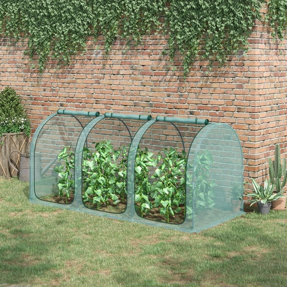 Garden Pots Outsunny 9' x 4' Crop Cage, Plant Protection Tent with Three Zippered Doors, Storage Bag and 6 Ground Stakes, for Garden, Yard, Lawn, Green,Outdoor Garden Planters