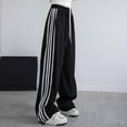 thumbnail image 4 of TrendOFT Womens Parachute Pants Wide Leg Baggy Sweatpants Y2K Elastic Waist Jogger Sweat Pants Side Striped Track Pants Streetwear Black XL, 4 of 5