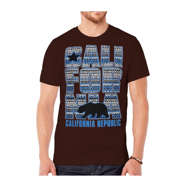 Men's California Republic Blue Tribal Pattern T-Shirt - Brown - 3X-Large