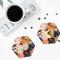 thumbnail image 4 of Disketp Butterfly Floral Elegance Funny Coasters,4 Pcs Leather Coasters with Holder, Perfect Housewarming Hostess Gifts,Protect Furniture from Water Marks Scratch and Damage-Hexagon, 4 of 6