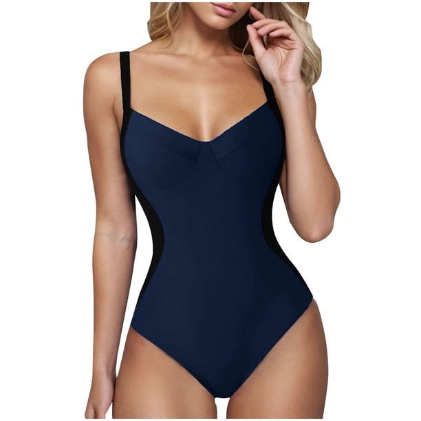 Traje de Baño de Suspensión de las Mujeres, Cuello en V Correa Atrás una Pieza con Control Abdominal para la Playa Y la Piscina, Sexy Conjunto de Trajes de Baño de Verano