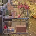 thumbnail image 4 of Storage Rolling Cart 2 Tier Glass Utility Organization Mobile Shelving for Bedroom Living Room Dining Room, 4 of 12