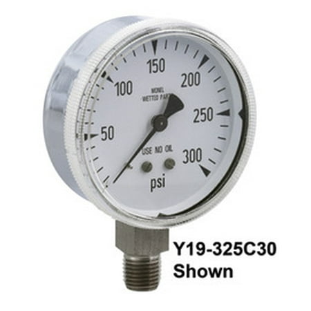 

Airgas 2 1/2 0 - 30 PSI Monel Gauge With 1 PSI Graduations And 1/4 Male NPT Lower Mount