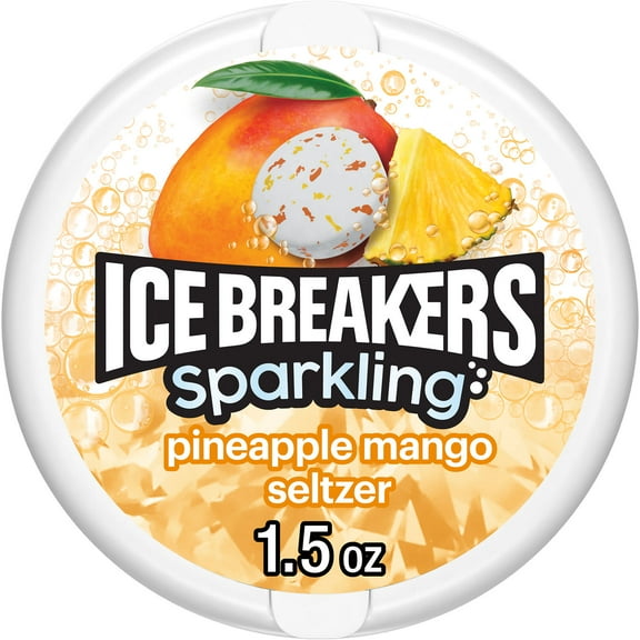 Ice Breakers Sparkling Pineapple Mango Seltzer Flavored Sugar Free Mints, Puck 1.5 oz