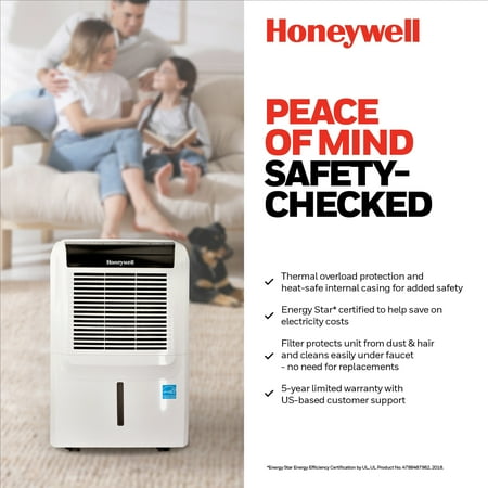 Honeywell - 50 Pint Dehumidifier with Built-In Drain Pump - White