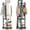 Black & Walnut, variant on BarefHaven Full Length Mirror with Coat Rack, Swivel 55" Standing Floor Mirror on Wheels with Shelves, Hanging Rods & Hooks, Coat Tree with Full Body Mirror for Living Room, Entryway, Bedroom