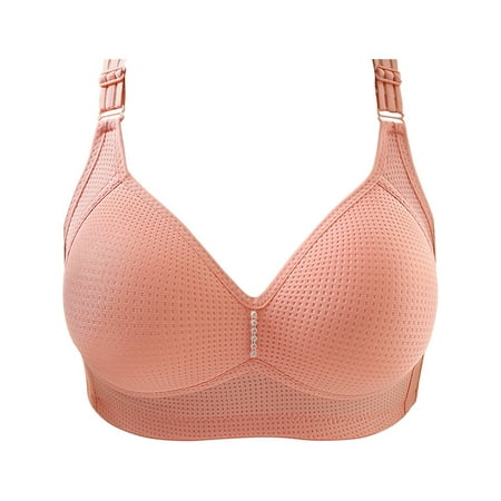 

BIZIZA Bra for Womens 18 Hour Adjustable Straps Support Full Coverage Push Up Bralette Pink 36
