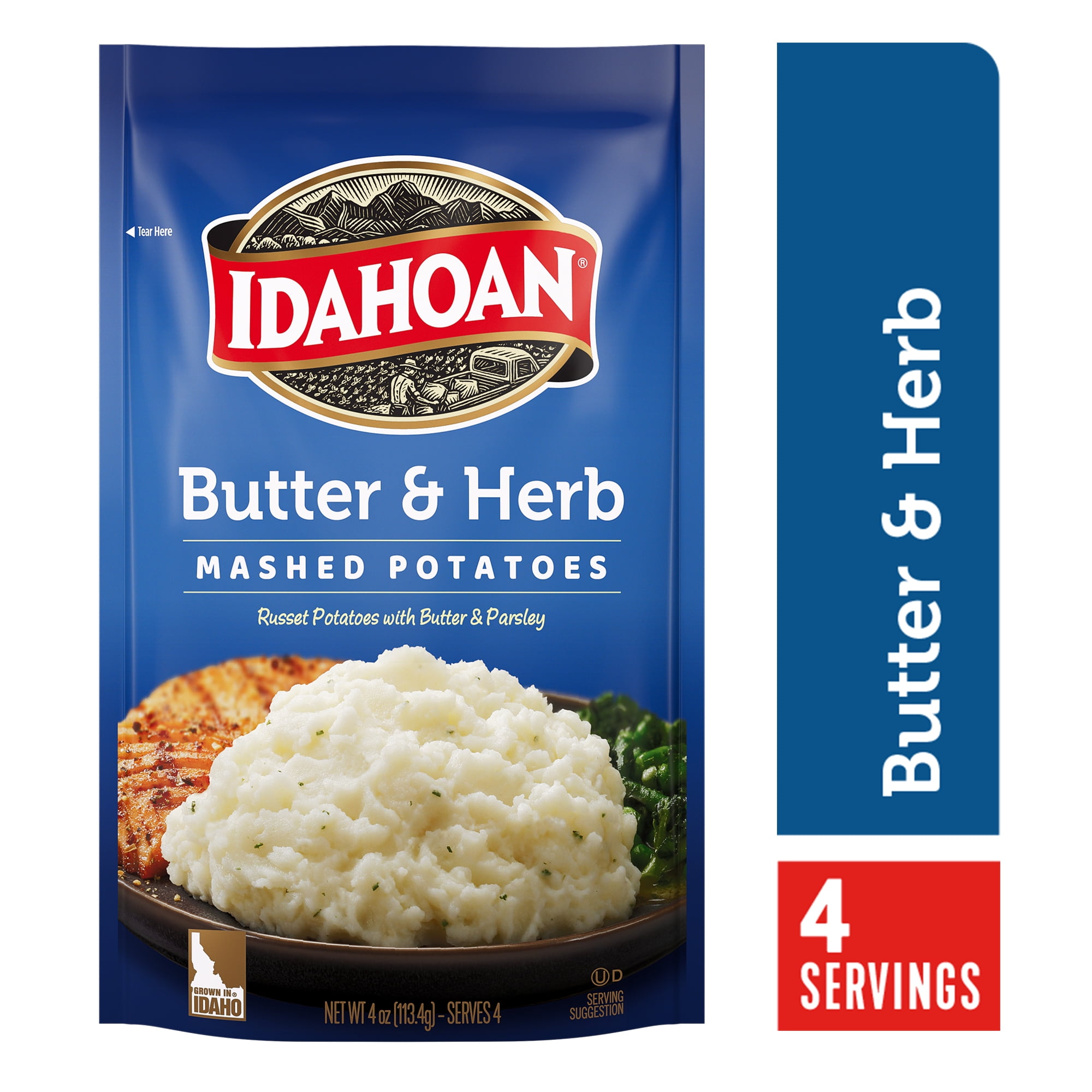 (12 pack) Idahoan Butter & Herb Mashed Potatoes Side Dish, 4 oz