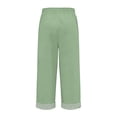 thumbnail image 4 of LEKODE Womens Casual Linen Pants Summer Drawstring Elastic Loose Capri Trousers High Waisted Wide Leg Baggy Slacks Light Green L, 4 of 7