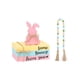 thumbnail image 2 of Decoraciones de bandejas escalonadas de Pascua 1 pila de libros de madera con conejito rosa 1 guirnalda de cuentas de Pascua Paquete de mini libros decorativos simulados de Pascua para repisa de escri, 2 of 6