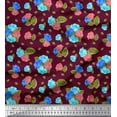 thumbnail image 1 of Soimoi Tissu Poly Georgette Feuilles & Roses Imprimé Floral 1 Yard 52 Pouces de Large, 1 of 3