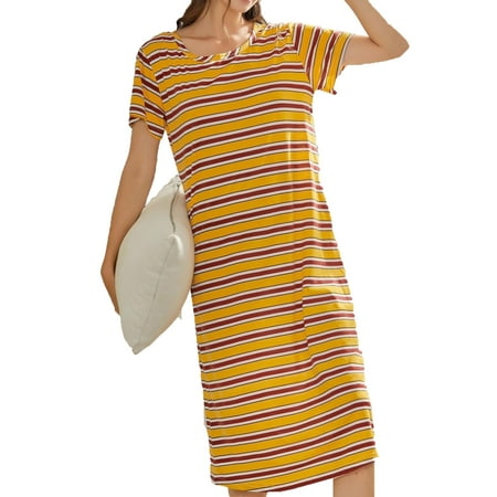 

Womens Nightgowns Sleepdress Striped Sleepshirts Multicolor L