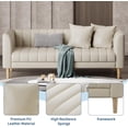 thumbnail image 6 of EastVita Faux Leather Sofa Couch Modern 78 inch W Sofa with Deep Seats 3 Seater Sofa Couch with 2 Throw Pillows and Wood Legs Easy Assembly for Living Room/Bedroom -Beige, 6 of 7
