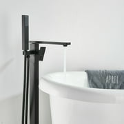 FreeStanding Waterfall Bathtub Faucet Floor Mounted Tub Filler Mixer Matte Black