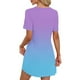 thumbnail image 4 of Vestido de Verano de Manga Corta Estampado Gradiente Cuello Redondo Vestido Plisado Delantero con Bolsillo, Poliéster, 4 of 9