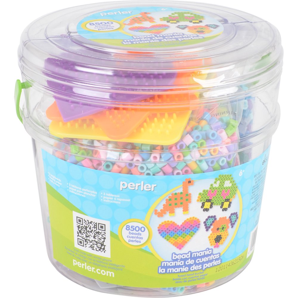Perler Beads Fuse Bead Activity Bucket for Arts and Crafts, 8500 Beads