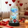 thumbnail image 3 of Mecorevxz Valentines Day Preserved Flower and Teddy Bear Heart Rose Ornament and Ambient Decorative Night Light(Blue), 3 of 7