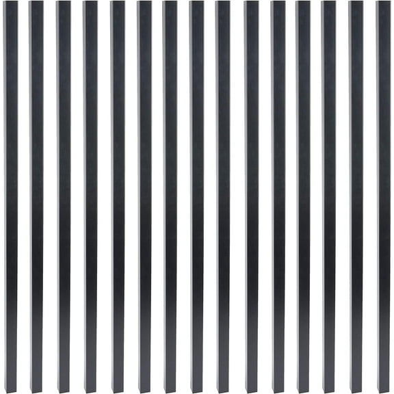Myard 26 Inches Estate Square Iron Deck Balusters for Decking Railing Patio Fence, Modern Look (25-Pack, Matte Black)